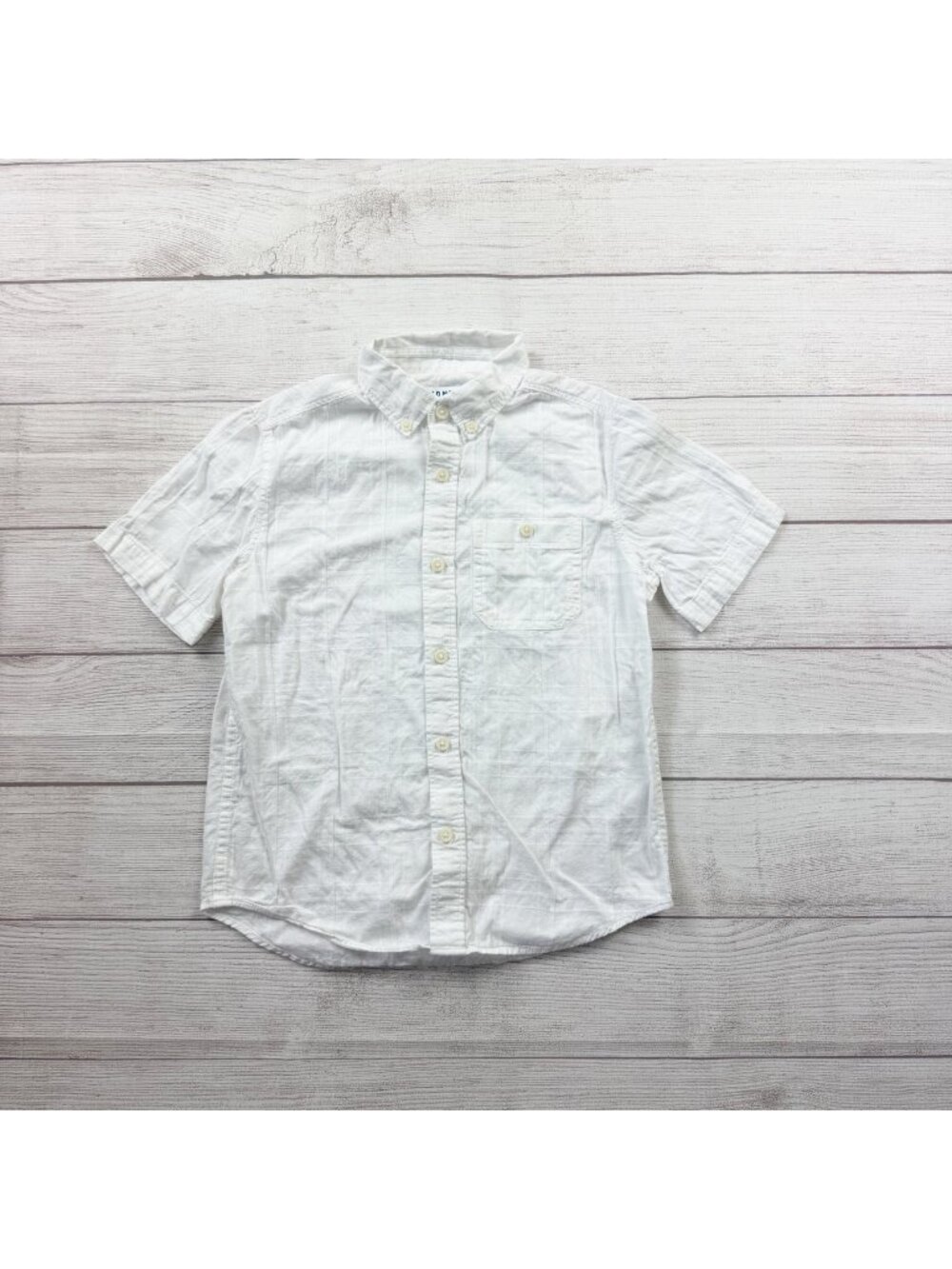 Old Navy White Short Sleeve Button Down Collared Shirt M 8